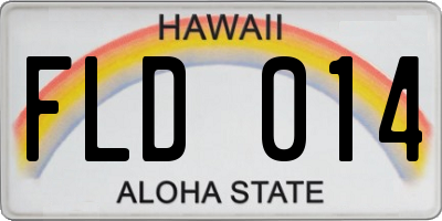 HI license plate FLD014