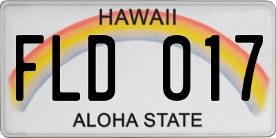 HI license plate FLD017