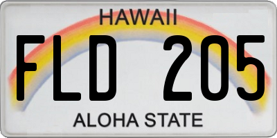 HI license plate FLD205