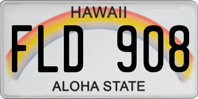 HI license plate FLD908