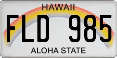 HI license plate FLD985
