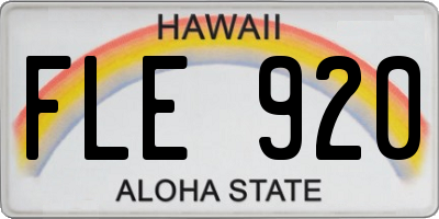 HI license plate FLE920