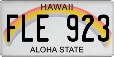 HI license plate FLE923