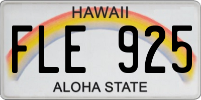 HI license plate FLE925