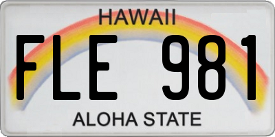 HI license plate FLE981