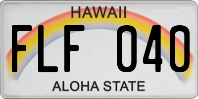 HI license plate FLF040