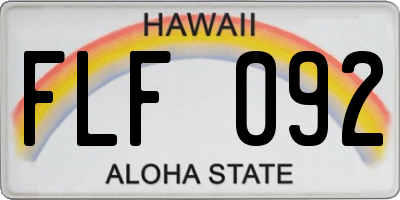 HI license plate FLF092