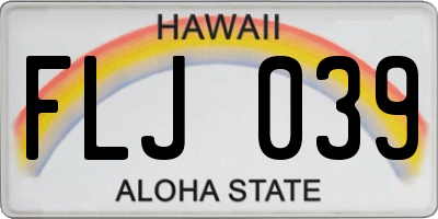 HI license plate FLJ039
