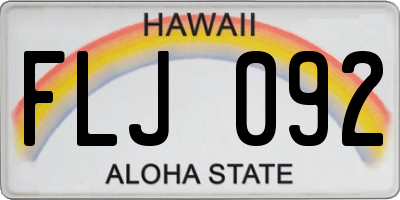 HI license plate FLJ092