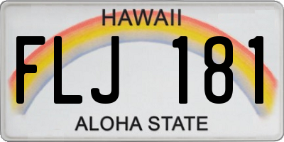 HI license plate FLJ181