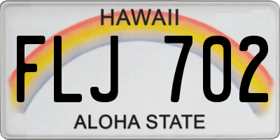HI license plate FLJ702
