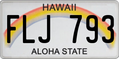 HI license plate FLJ793