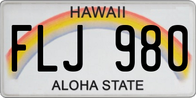 HI license plate FLJ980