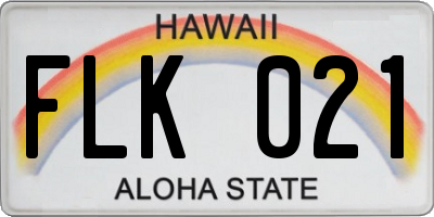 HI license plate FLK021