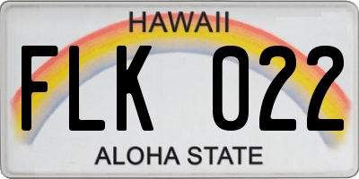 HI license plate FLK022