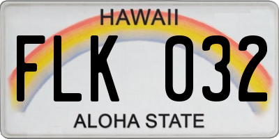 HI license plate FLK032