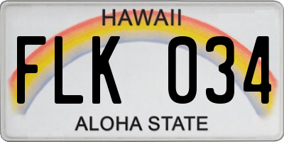HI license plate FLK034