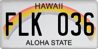 HI license plate FLK036