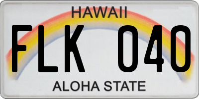 HI license plate FLK040