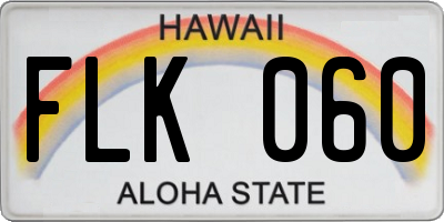 HI license plate FLK060