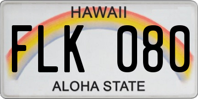 HI license plate FLK080