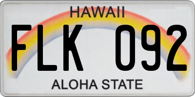 HI license plate FLK092