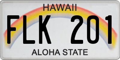 HI license plate FLK201