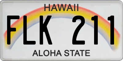 HI license plate FLK211