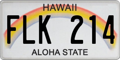 HI license plate FLK214