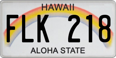 HI license plate FLK218