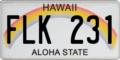 HI license plate FLK231