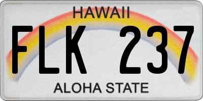 HI license plate FLK237