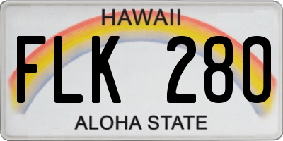 HI license plate FLK280