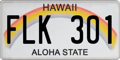 HI license plate FLK301
