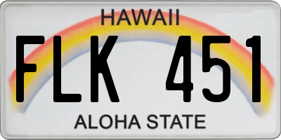 HI license plate FLK451
