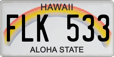 HI license plate FLK533