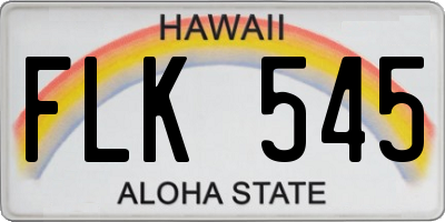 HI license plate FLK545