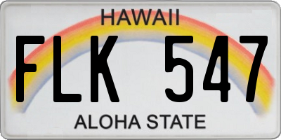 HI license plate FLK547