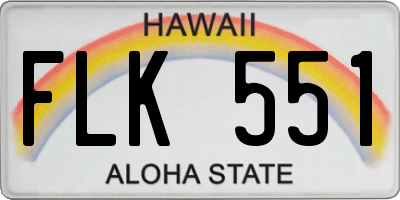HI license plate FLK551