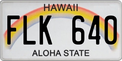 HI license plate FLK640