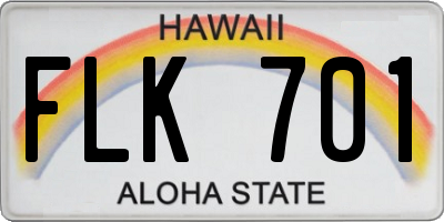 HI license plate FLK701