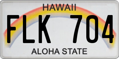 HI license plate FLK704