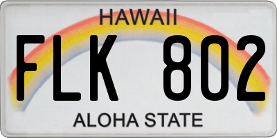 HI license plate FLK802