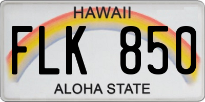 HI license plate FLK850