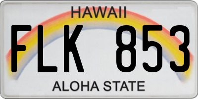 HI license plate FLK853
