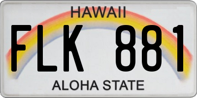 HI license plate FLK881