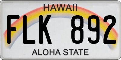 HI license plate FLK892
