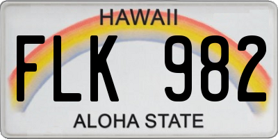 HI license plate FLK982