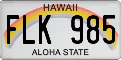 HI license plate FLK985