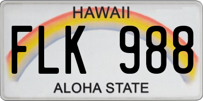 HI license plate FLK988
